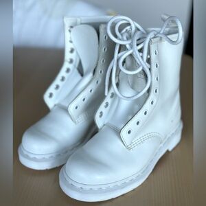 White Dr. Martens Leather Boot